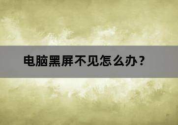 电脑黑屏不见怎么办? 电脑黑屏不见怎么办?-图片2
